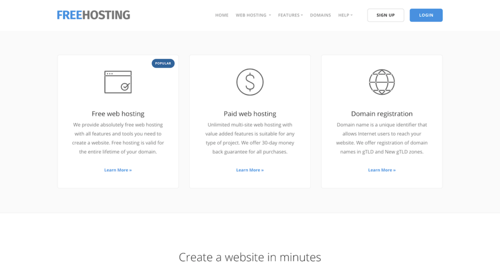 host a free website with freehosting.com