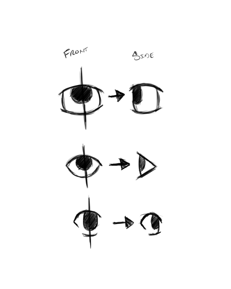 How to draw the side profile eyes